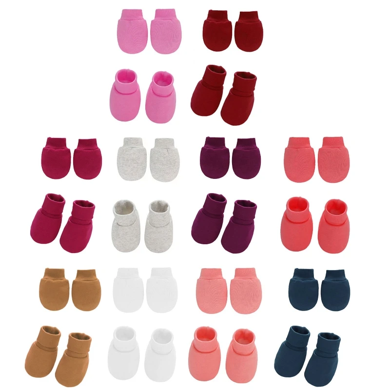 

Baby Soft Cotton Gloves Foot Covers Set Anti Scratching Mittens Socks Gloves 40JC
