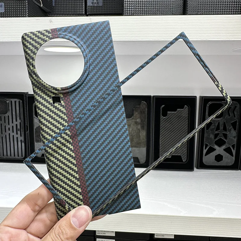 

For Vivo X Fold 2 Case Real Carbon Fiber Ultra-thin Tricolor Aramid Fiber Drop-proof for Vivo X Fold2 Case Business Cover