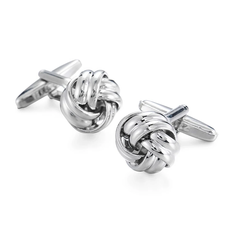 

Высококачественные мужские французские запонки для рубашки, металлические классические запонки из двух прядей с узлом, запонки, аксессуары для делового костюма, ювелирные изделия в подарок