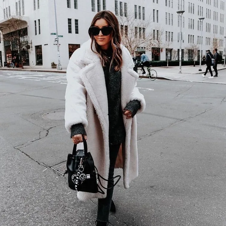 

Autumn and winter double-sided velvet lapel button up woolen jacket for women