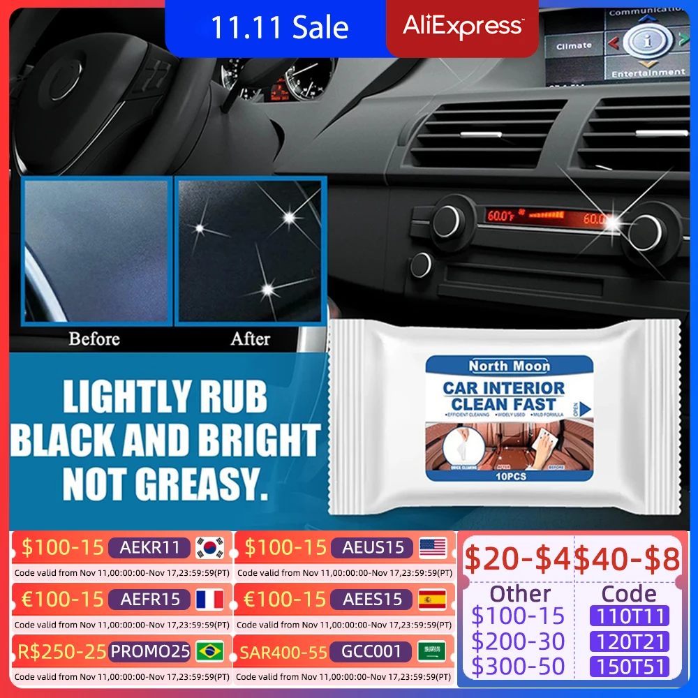 Disposable Car Interior Cleaning Wet Wipe Dashboard Console Carpet Leather Towel Glass Window Dust Remover Cleaner Accessory car cleaner,interior cleaner