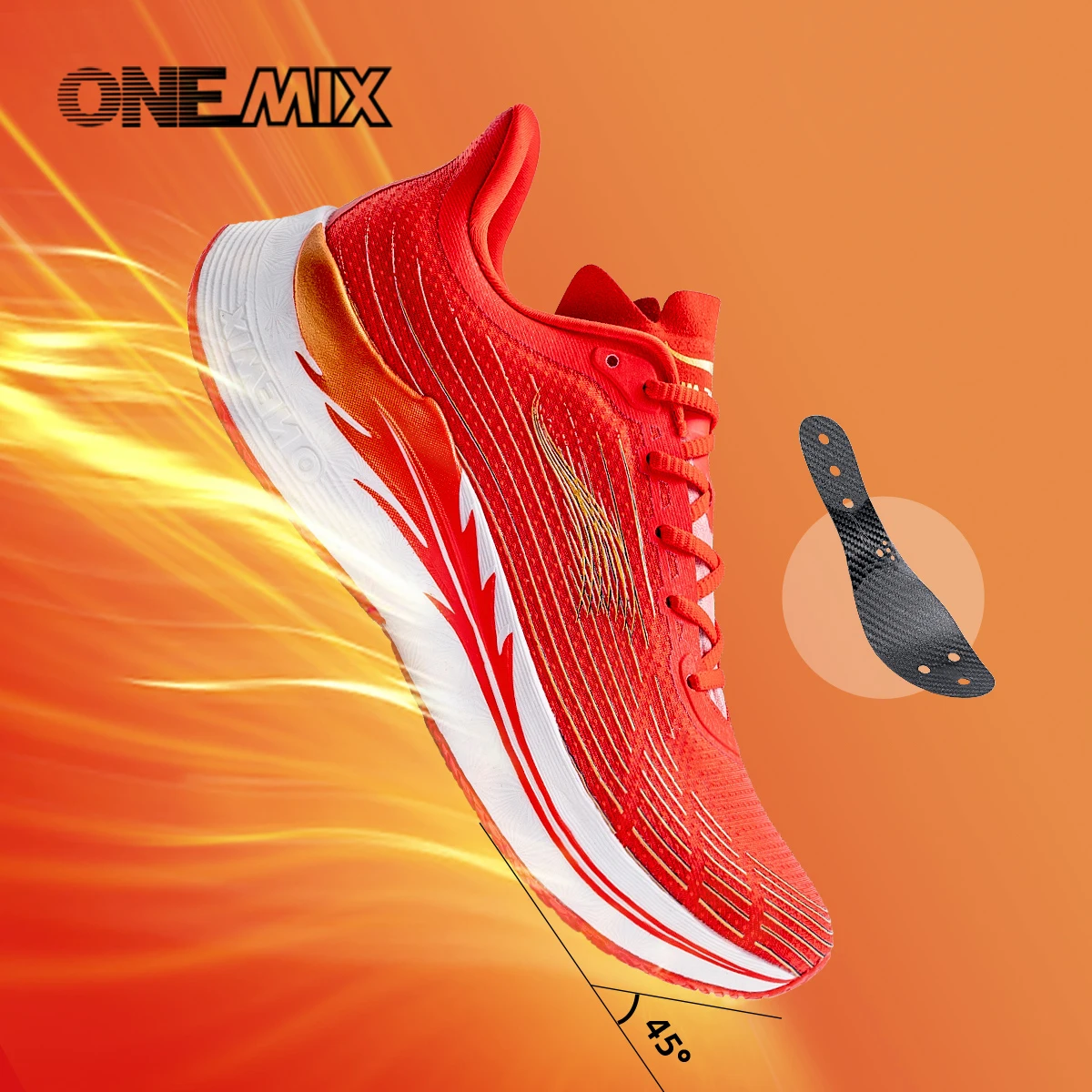 Onemix Carbon Plaat Racing Loopschoenen Ademend Sneaker Nieuwe Professionele Marathon Kussen Sneakers Sport Schoenen