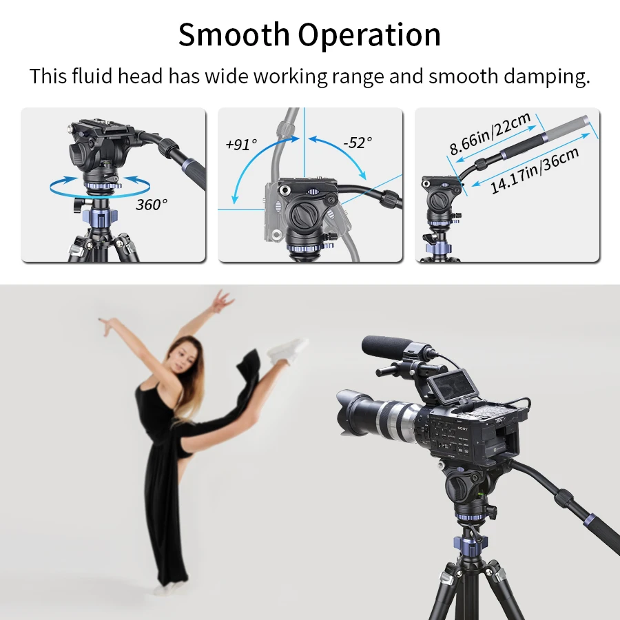 MT70 Multifunctional Video Tripod,Monopod 360 Degree CNC Alloy with Fast Flip Bu