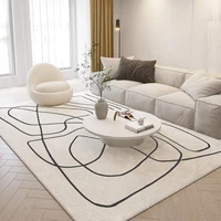 Nordic Style Living Room Decoration Plush Carpet Abstract Art Design Rugs for Bedroom Simple Line Soft Rug Home Thick Floor Mat 2