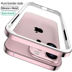 Elegant Hybrid Silicone - Aluminum Bumper Phone Case - iPhone 12 Pro Max (Pink1)