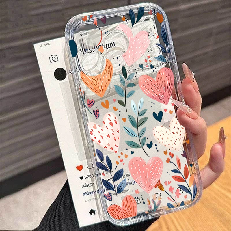 Love Heart Floral Plant Couple Phone Case