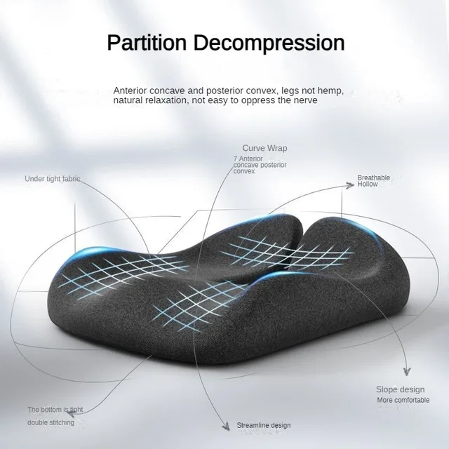 New Tailbone Sciatica Back Pain Relief Comfort Office Chair Car Seat Cushion Non-Slip Orthopedic Memory Foam Coccyx Cushion 2