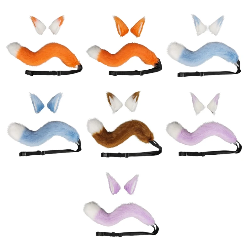 Plush Ears Hairpin Furry Animal Ears Hairpin Tail Set Hair Clip Halloween Cosplay Headpiece Party Supplies