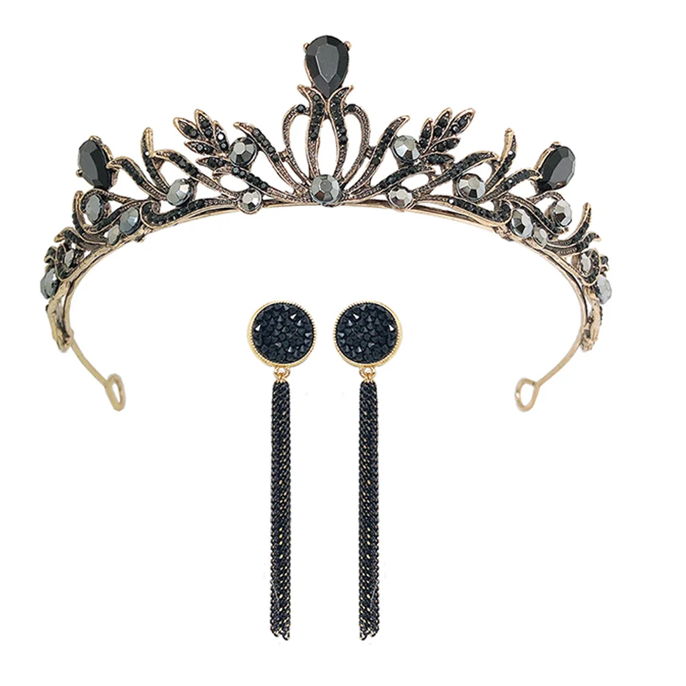 

Vintage Bridal Crown Baroque Birthday Crown Hairband Wedding Dress Earrings