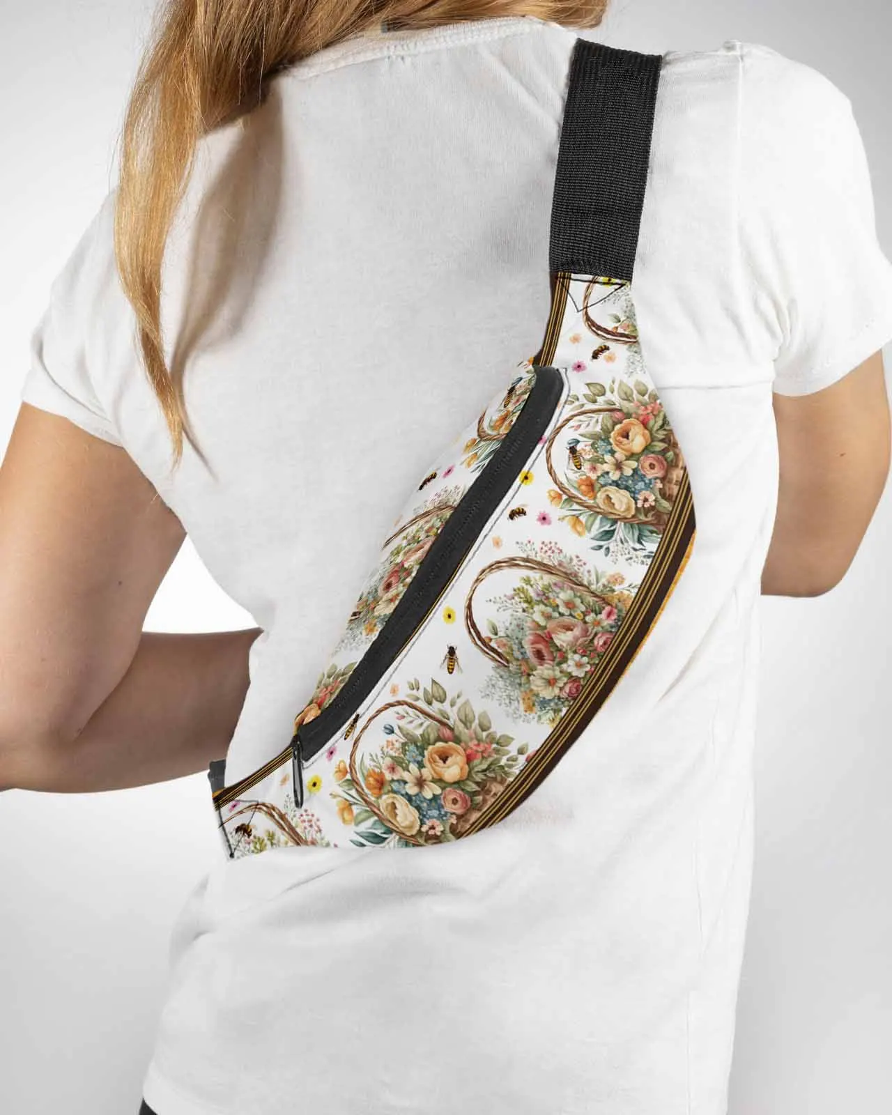 

Flower Basket Bee Watercolor Honeycomb Phone Belt Bag Wallet Pouch Waterproof Banana Hip Bags Waist Bag Fanny Pack for Women Men