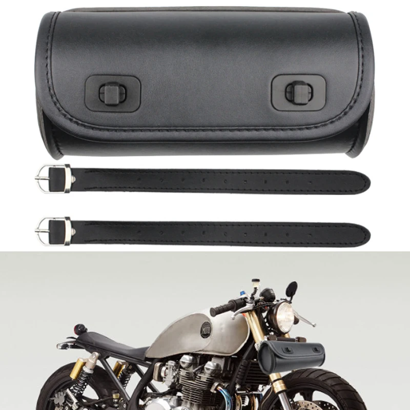 Borsa Porta Attrezzi Universale per Moto, Borsa da Manubrio per Forcella Anteriore, Borsa Laterale per Harley Chopper Bobber, Borsa da Coda a Barile