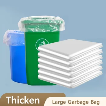 50PCS White Large Plastic Garbage Bag, Thickened Transparent Plastic for Bedding, Disposable Hotel Storage Bag for Household Use 1