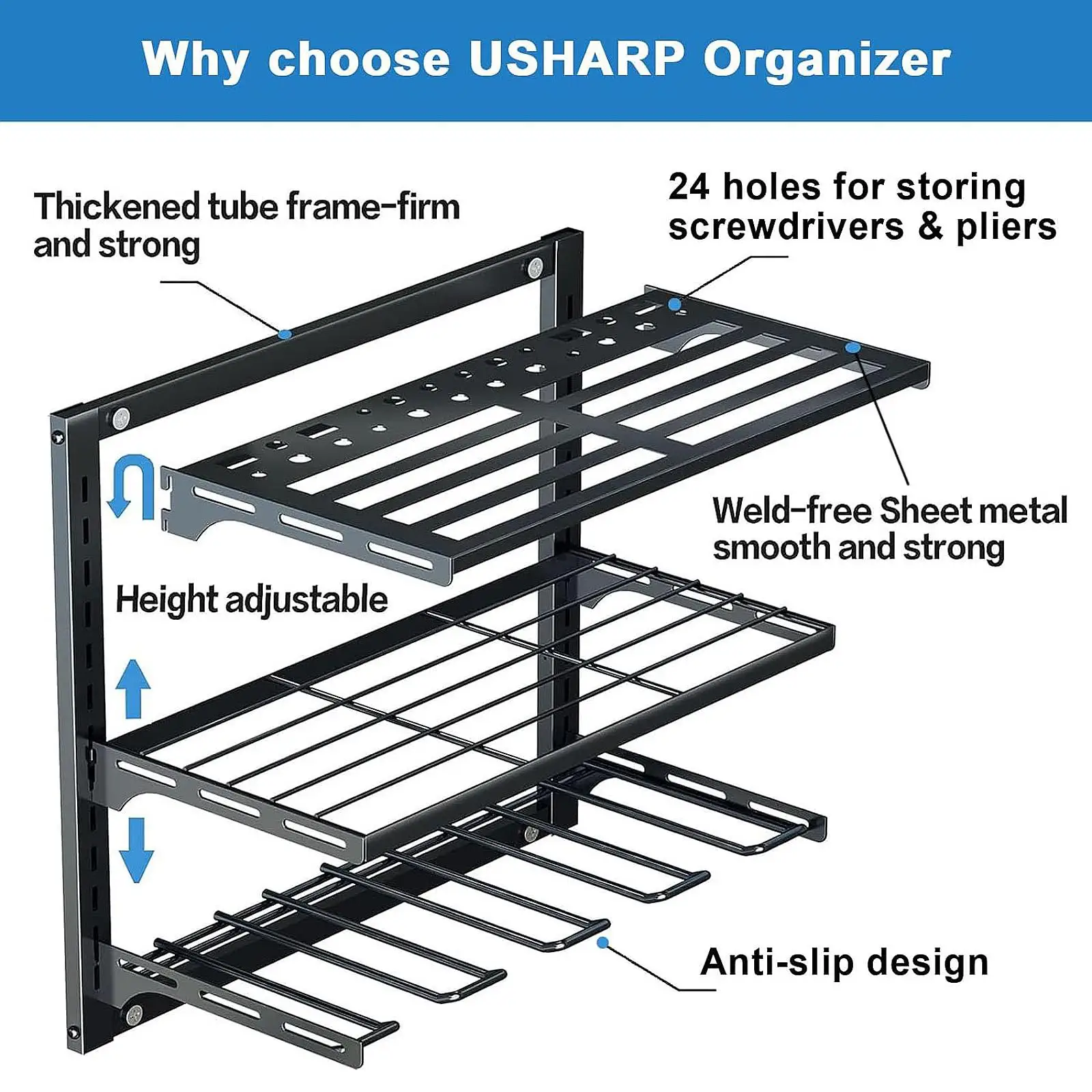 3 Layer/ 2 Layer Wall Mounted Sorting Rack Household Electric Tool Storage Rack For Power Tool Easy Access Display Tool Rack 2