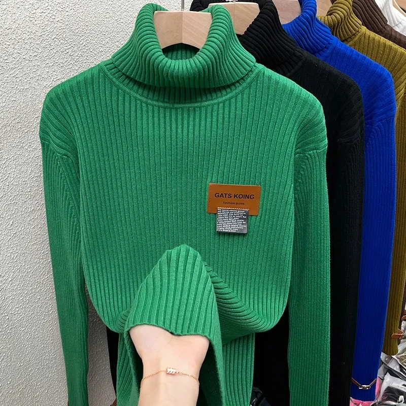 

Autumn Winter Turtleneck Knitted Pullover Sweater Women Korean Fashion Slim Long Sleeve Thick Warm Top Casual Streetwear Sweater