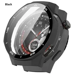 Enhanced Protective Case with Tempered Glass Screen Shield for Watch GT5pro 46mm (Black)