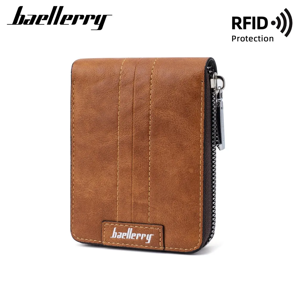 Baellerry RfID Blocking Long Wallet for Men, Anti-Theft PU Leather with 6 Card Organizer & Coin Zipper, Business