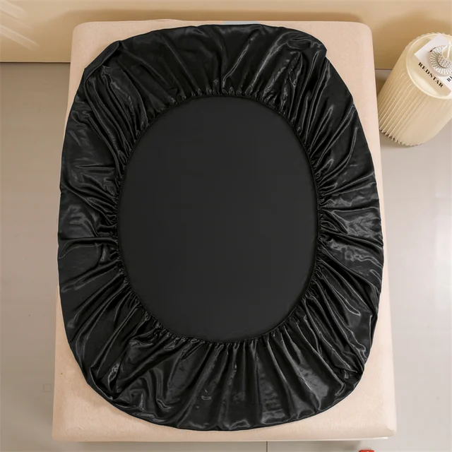 Draps de lit en satin, ensemble de draps queen size, ensemble de literie soyeux 4 pièces, 1 drap-housse à poche profonde + 1 drap plat + 2 taies d'oreiller 2