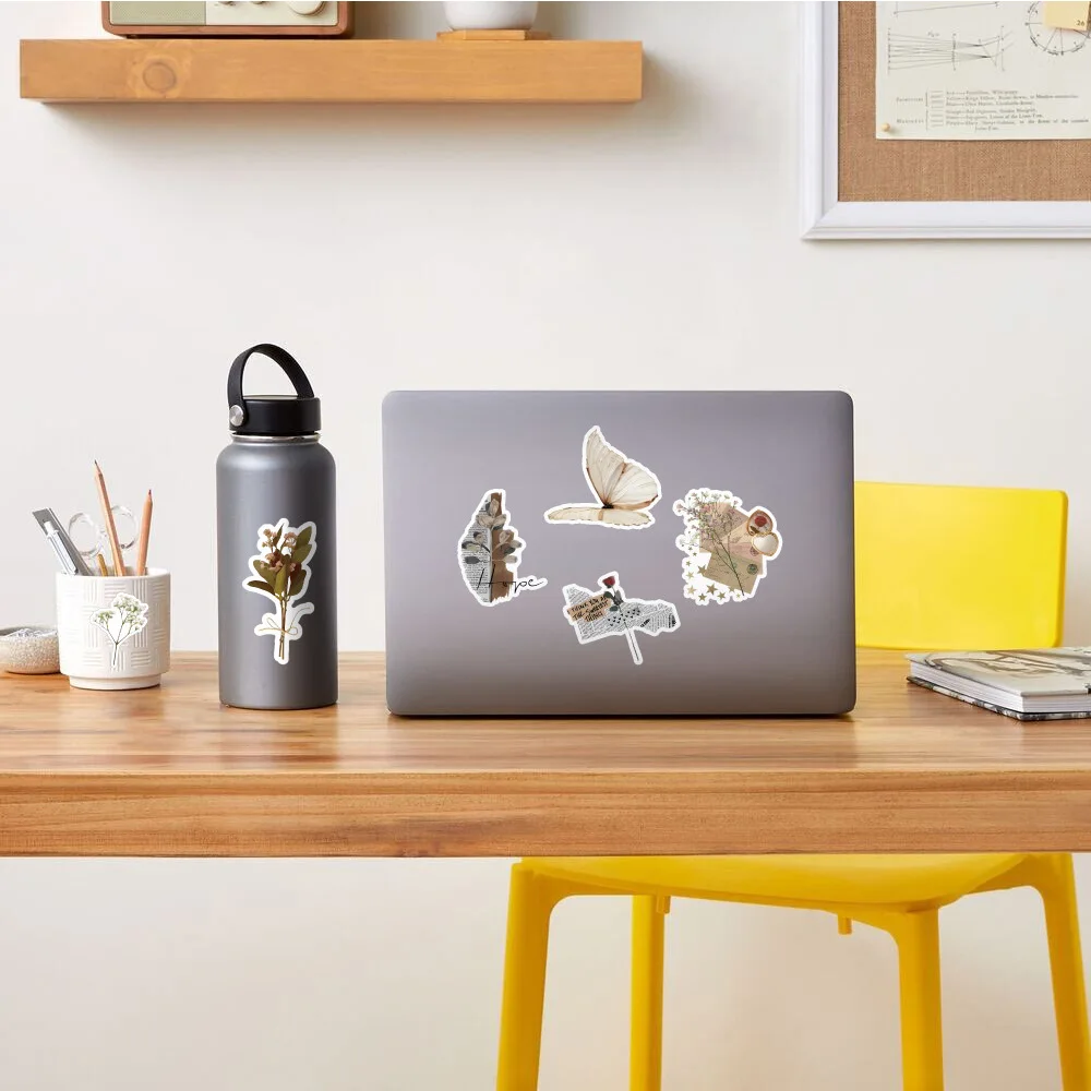 10/30/60/120PCS Retro Art Flower Butterfly Aesthetic Stickers Vintage Decal Laptop Phone Luggage Scrapbook Car Graffiti Sticker 6
