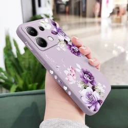 Elegant Peony Liquid Silicone Phone Case for Redmi Note 11ProPlus (Light Purple)