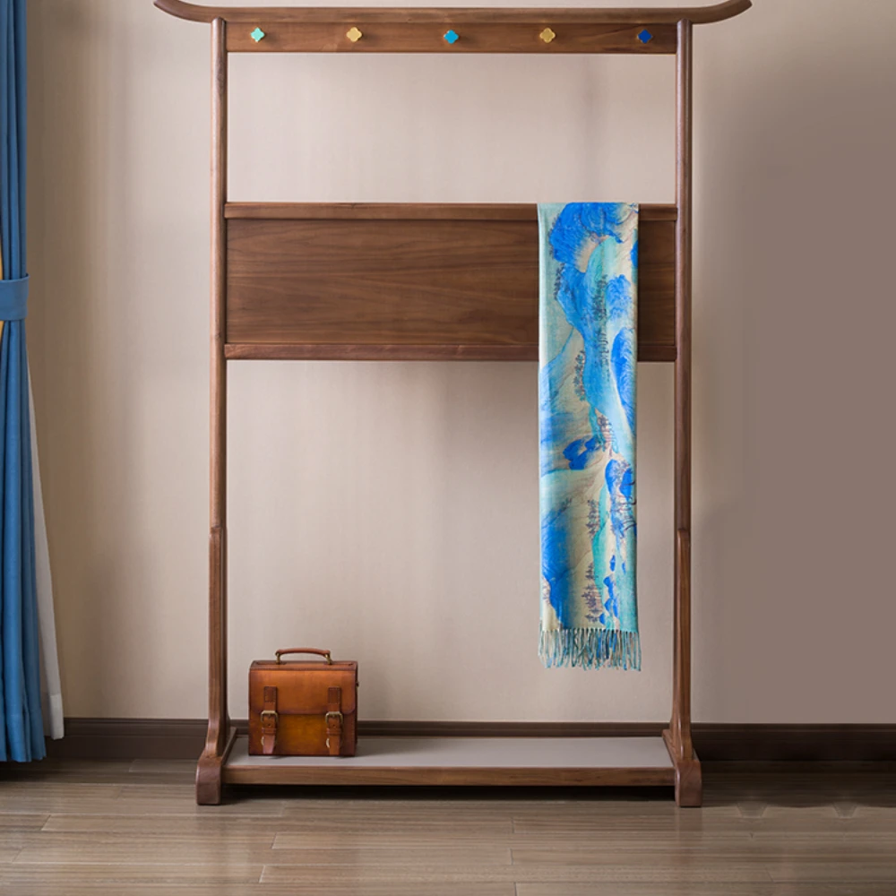 

North American Black Walnut Solid Wood Floor Hanger New Chinese Retro Artistic