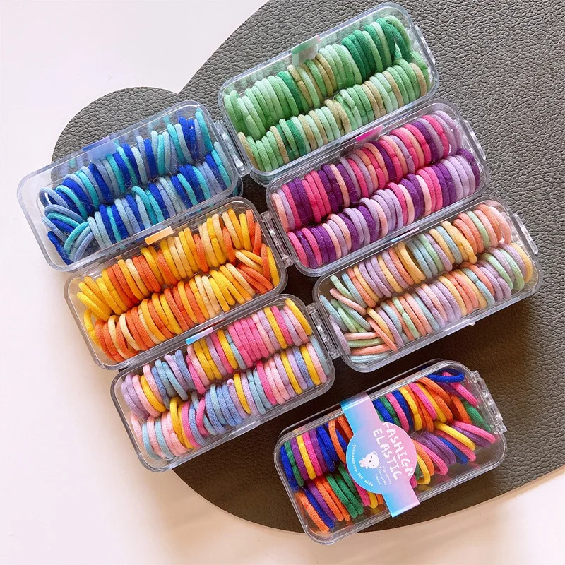 haargummi mädchen 60 teile/satz Mädchen Daumen Haar bänder Boxed Kopf Seil elastische Gummibänder kleine Haar gummi haarschmuck mädchen für Kinder Baby – Detail 4