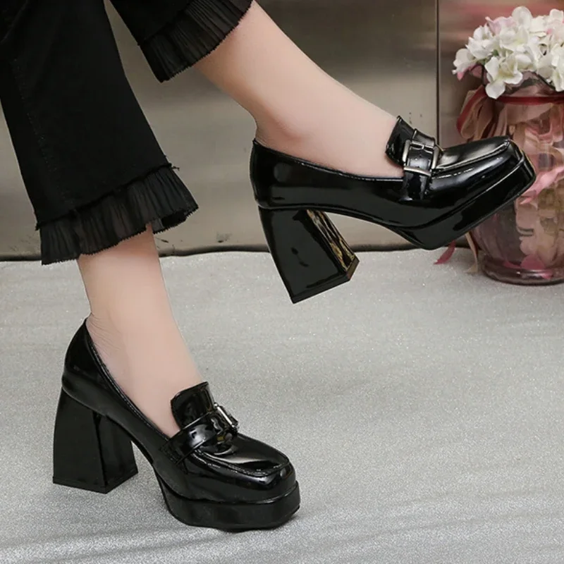 Fashion Simple Single Shoes Women's Square Toe Thick Heel Mary Jane Sweet Shallow Mouth 2023 Spring and Autumn Women's Shoes