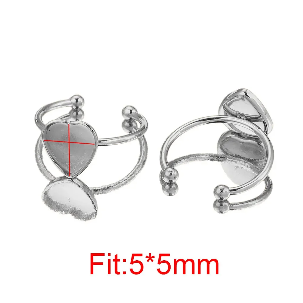 SAUNUCHI 12pcs Stainless Steel Ring Blanks - 10mm Square Cabochon Bezels For Jewelry Making