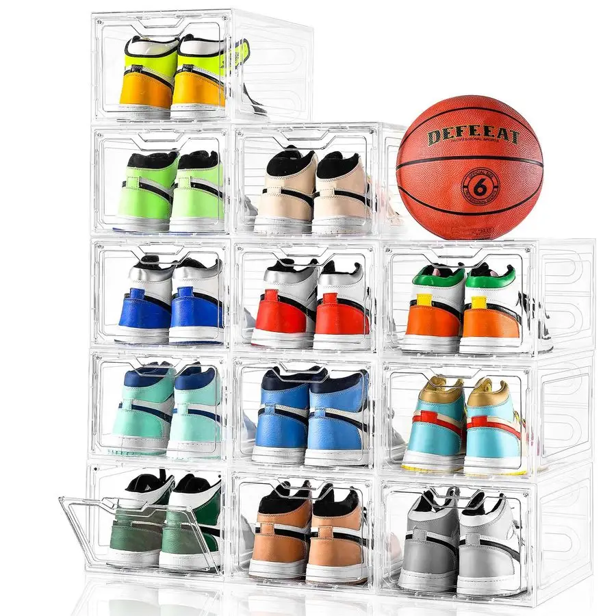 Pack Thicken amp Sturdy Clear Shoe Storage Organizer with Magnetic Door ...