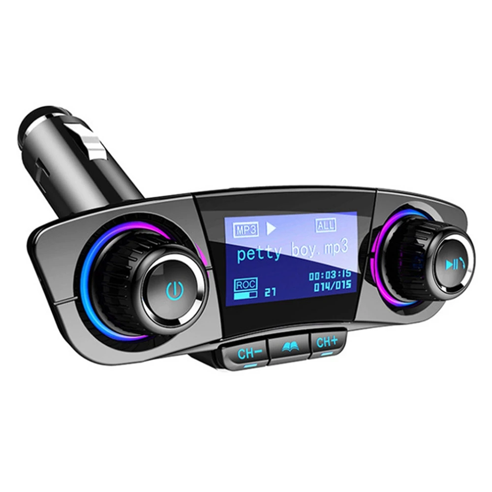 

Car Bluetooth Audio MP3 Player FM Transmitter Dual USB Charger One Key Handsfree AUX TF Card U Disk 1.3inch LED Display