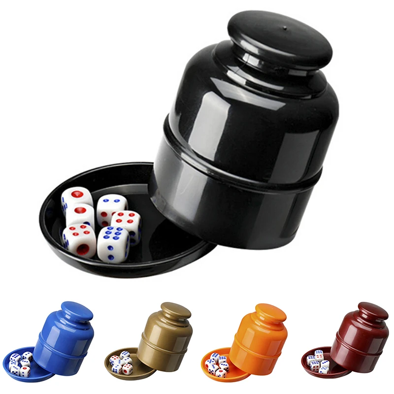 1 Set Bar Party Dice Cup Drinking Board Game Gambling Dice Box With 5pcs D6 Dice