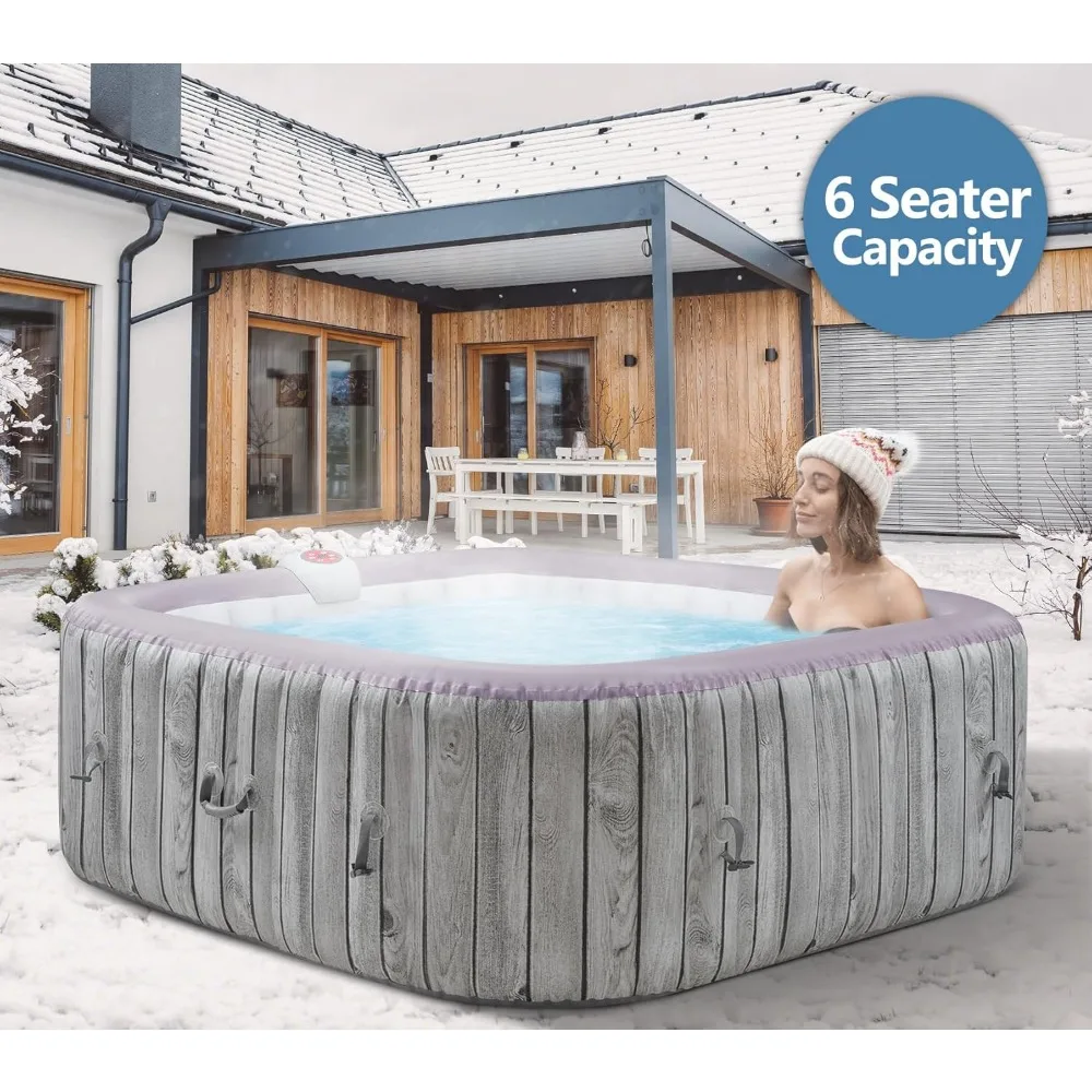 Inflatable hot tub with 130 air jets, quick filling system and insulation cover, portable hot tub for outdoor spa treatment 4