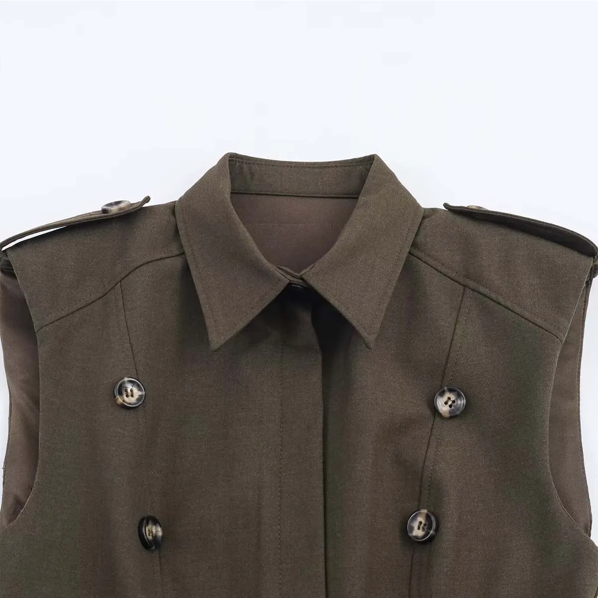 Women Fashion With Shoulder Pads Short Dress 2025 Summer New Sleeveless Double-Breasted Mini Dress Holiday Casual Dresses