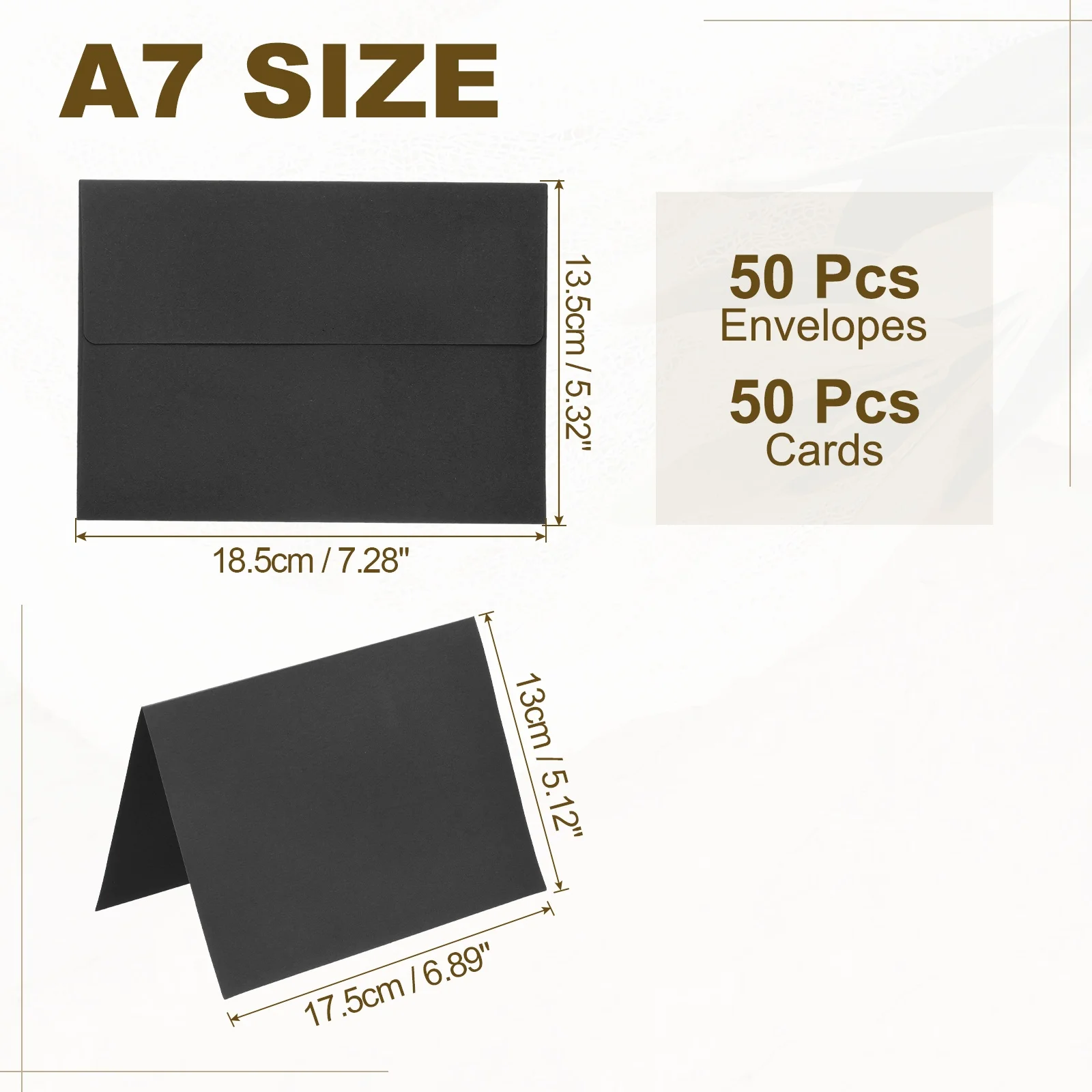 50-Set A7 Self-Seal Envelopes with Folded Cardstock for Invitations and Greeting Cards