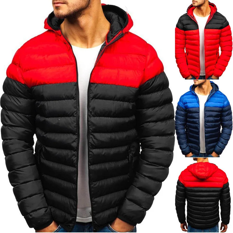 

Fashion Male Outerwear Hooded Collar Quilted Windbreak Parka Cotton Padded Down Coats Winter Jacket Mens Warm Thick Overcoat