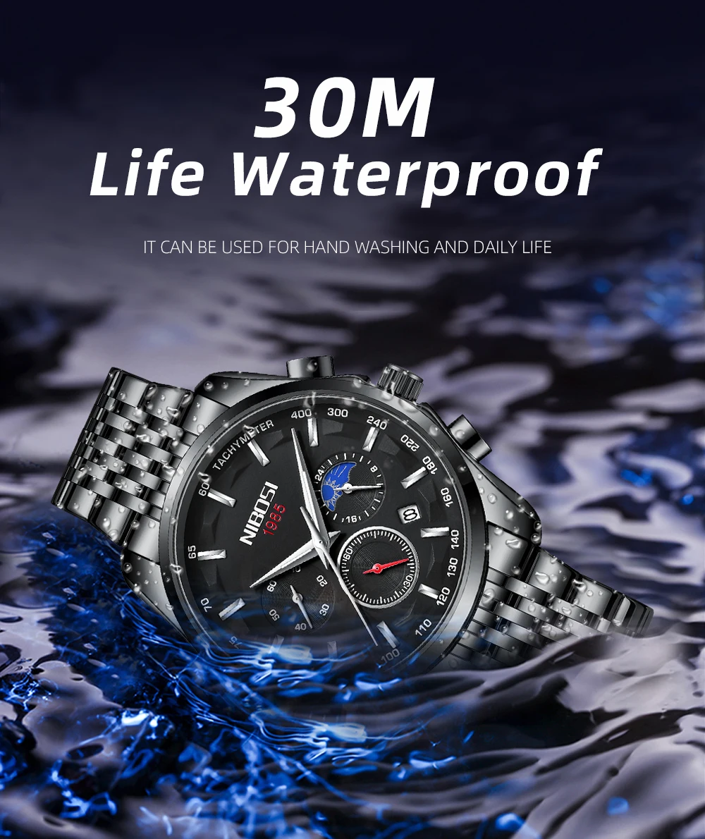 NIBOSI 2022 Relogio Masculino Fashion Brand Luxury Mens Watches Stainless Steel Waterproof Sports Quartz Men Watch For Gift Box
