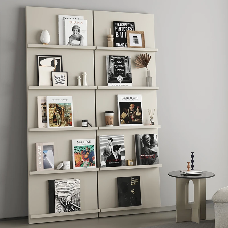 

Creamy style solid wood combination bookshelf Internet celebrity art magazine storage rack, multi-layer floor-to-ceiling