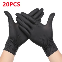 Black Nitrile Disposable Gloves - Latex and Powder Free, Industrial Grade for Cooking, Working, Cleaning, Hair Dyeing (20/50/100 Pack) (Black 20PCS)