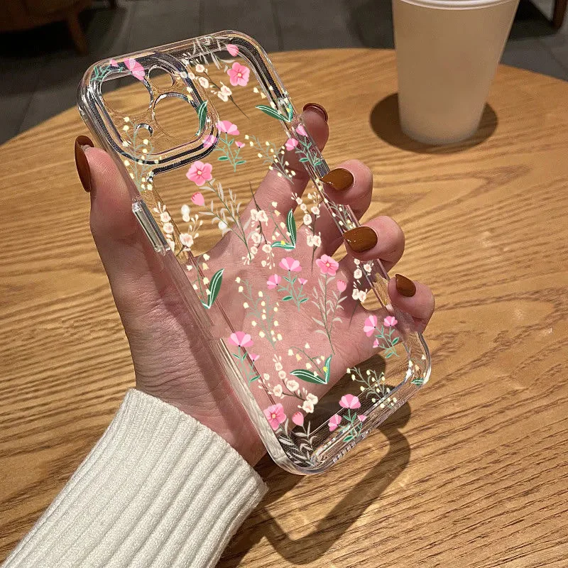 Premium Transparent Floral TPU Silicone Case - Soft and Elegant Protection
