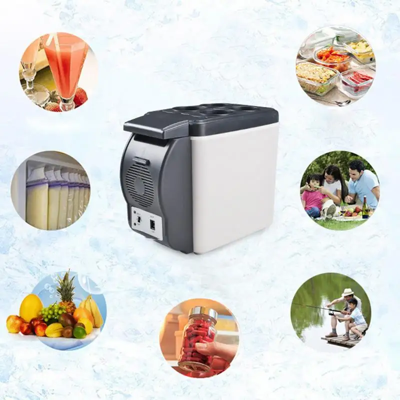 6L Cooling And Heating Freezer Box Electric Mini Car Refrigerator 12V Portable Auto Camping Fridge Car Electrical Appliances