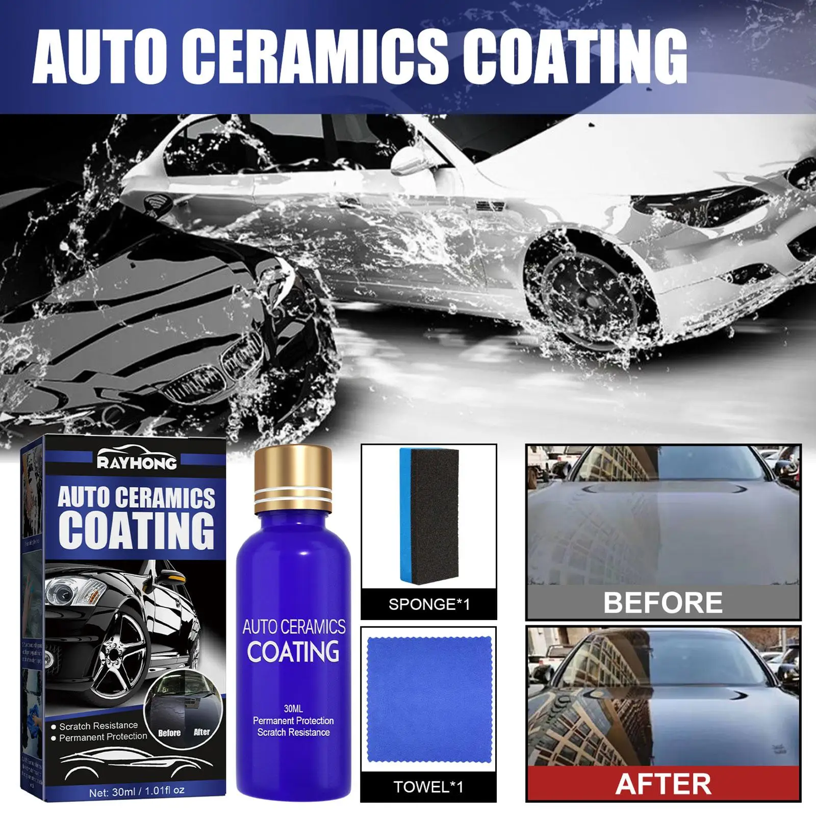 Ceramic Car Glass Coating Liquid Hydrophobic Anti Scratch