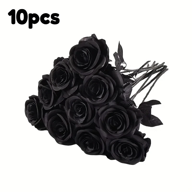 10pcs black roses