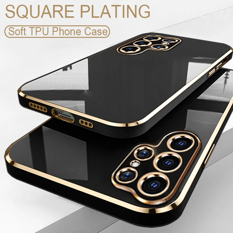 samsung galaxy s22 ultra case Luxury Square Plating Phone Case For Samsung Galaxy S21 S22 Ultra Plus Soft tpu Shockproof Case S22 Ultra Plus Phone Back Cover galaxy s22 ultra wallet case