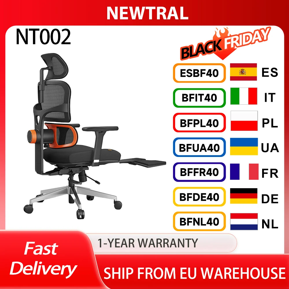 Fotel ergonomiczny NEWTRAL NT002 z EU za $310.62 / ~1165zł