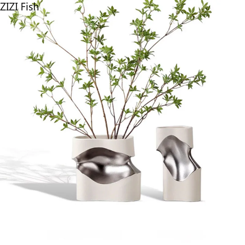 Creative Curved Gold Waist Ceramic Vase Modern Floral Vases Desk Decoration Artificial Flowers Decorative Flower Arrangement 5