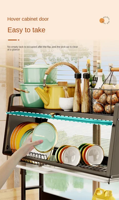 Kitchen Sink Shelf Table Top Retractable Dish Rack With Door Dish
