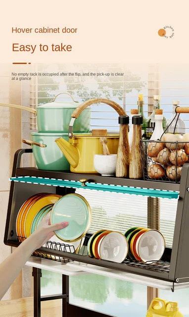 Sink Storage Shelf Kitchen Dish Draining Rack with Cabinet Door Storage  Dish Rack Adjustable Dustproof Dish - AliExpress