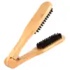 Wooden V-Shape Hairdressing Comb with Double Brushes - Anti-Static Hair Straightening Tool for Styling 4