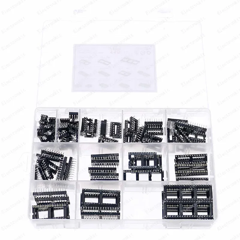 115pcs 12Values Round Hole Socket Assorted Kit Connector DIP6 DIP8 DIP14 DIP16 DIP18 DIP20 DIP24 DIP28 DIP40 Pin Sockets set