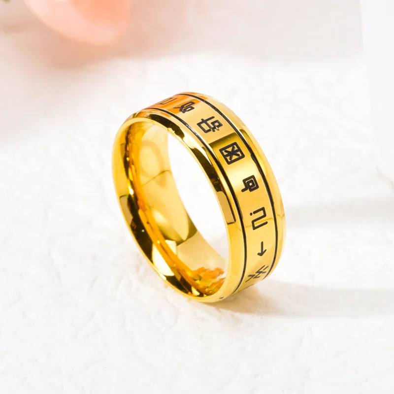 Nieuwe Europese En Amerikaanse Mode Vereenvoudigde Karakters Heren Titanium Stalen Ring Gift Geloof Sieraden Ring 2023