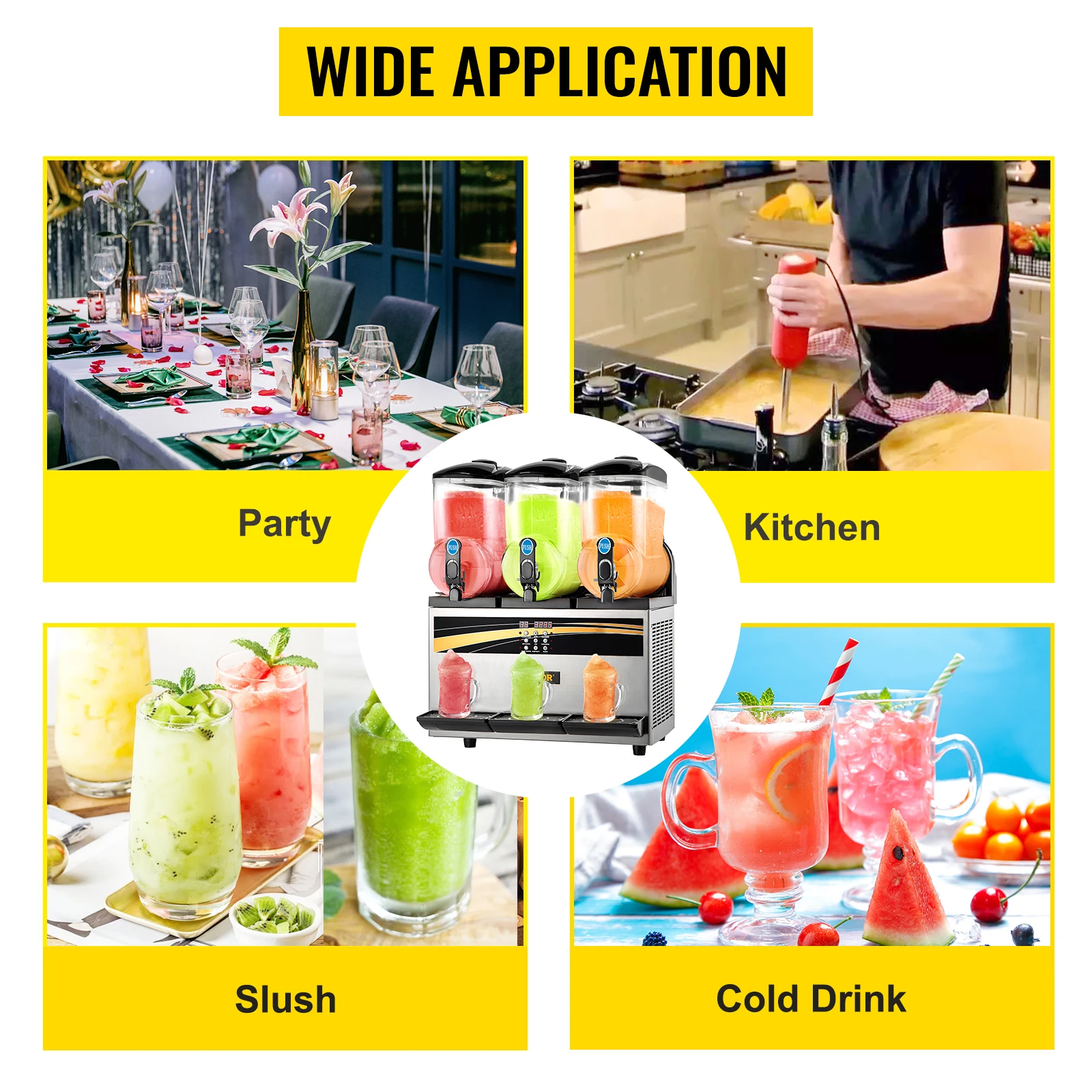 VEVOR 45L Slushy Machine Intelligent LED Control Panel Drink Dispenser Juicer Beverage Granizing Smoothie Maker for Commercial 5